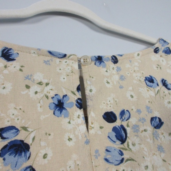Dressbarn Woman Maxi Dress 18 W Beige Linen VTG Floral Sleeveless Casual 418 - Picture 4 of 13